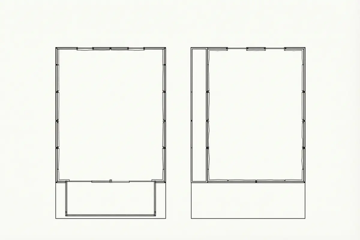 Plan view of a terraced house showing a rear extension across the full width of the back wall, and alongside it a side return filling the narrow alley down the side of the house